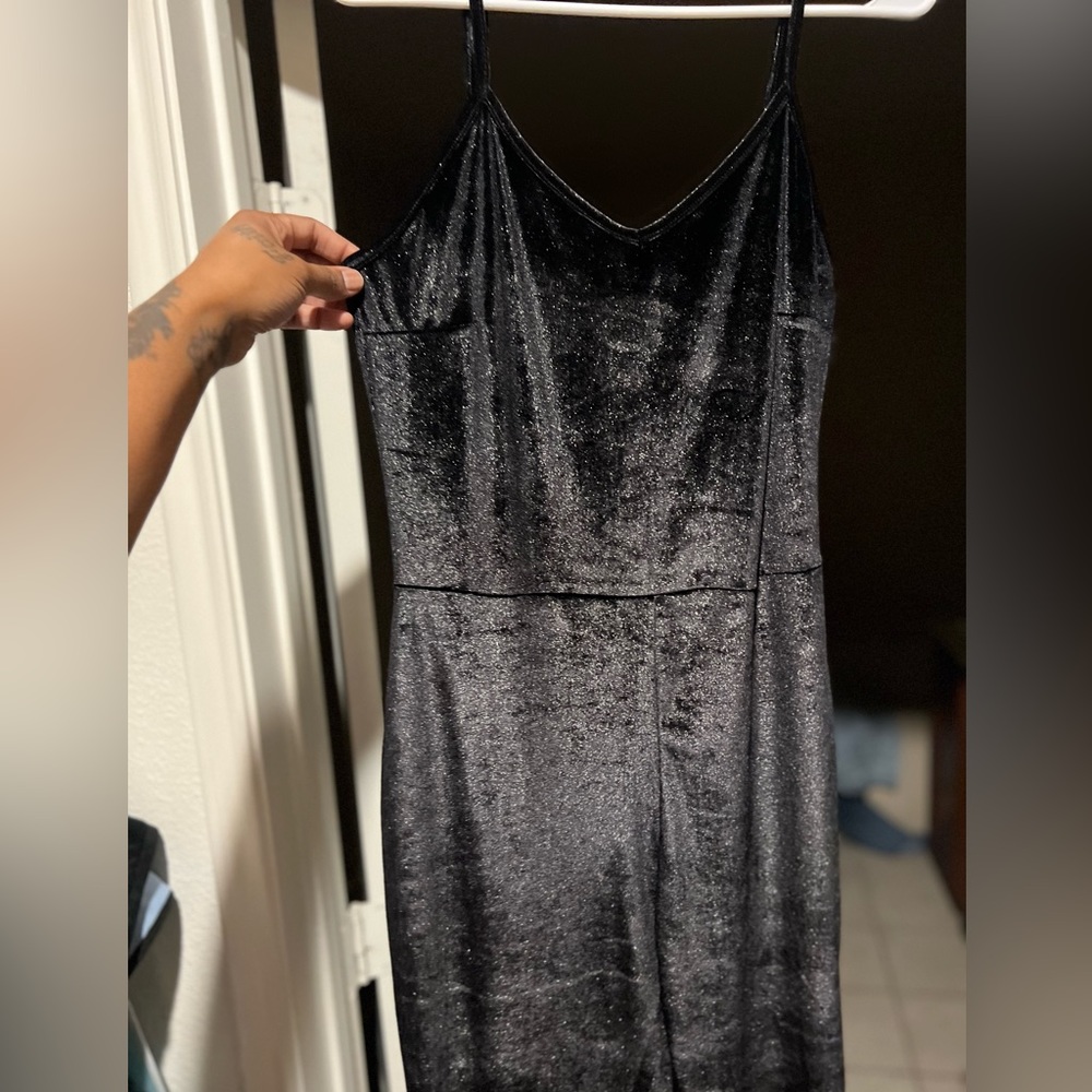 One piece black velvet jumpsui